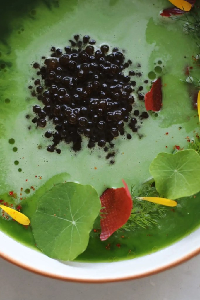 Soupe végétale créative et dressage gastronomique pour mariage dans le Morbihan